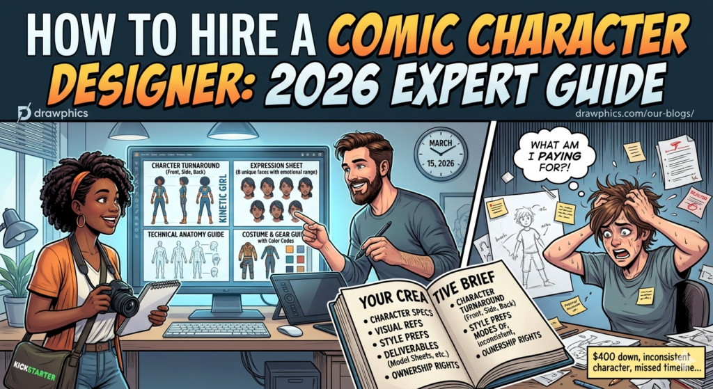 Struggling to find the right comic character designer? Get expert tips on portfolios, briefs, pricing & red flags — hire smart in 2026.